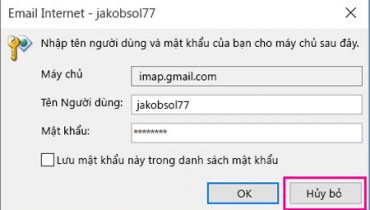 Lỗi đăng nhập tài khoản Gmail lên Outlook
