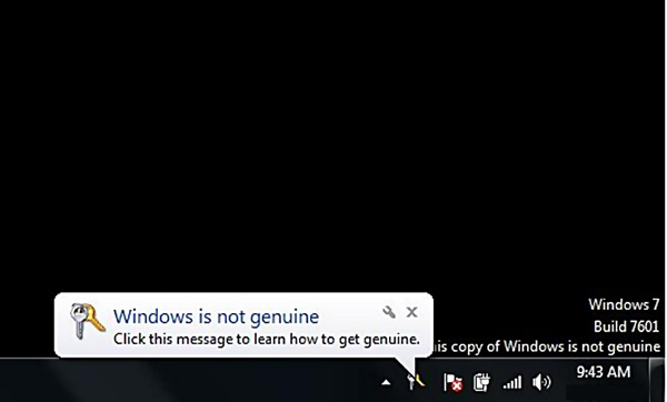 Lỗi màn hình hiển thị thông “This copy of windows is not genuine”