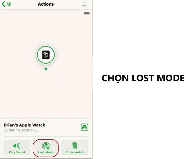 Sử dụng tính năng Lost Mode để đánh dấu đồng hồ bị thất lạc.