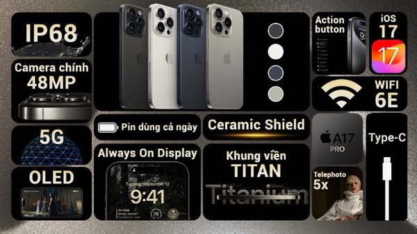 iPhone 15 Pro Max là sản phẩm thuộc Top điện thoại có chip mạnh nhất hiện nay.