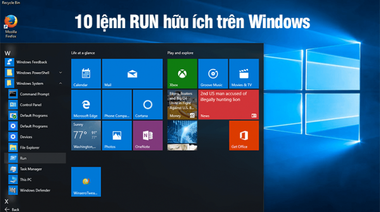 10 lệnh RUN hữu ích trên Windows