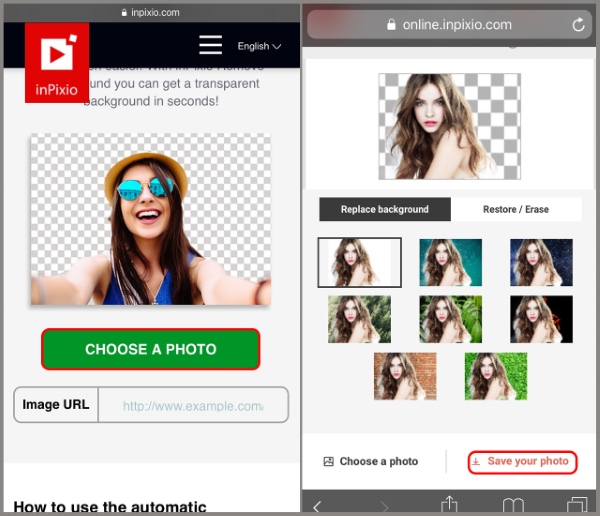 Cách tách nền trên iPhone sử dụng website inPixio