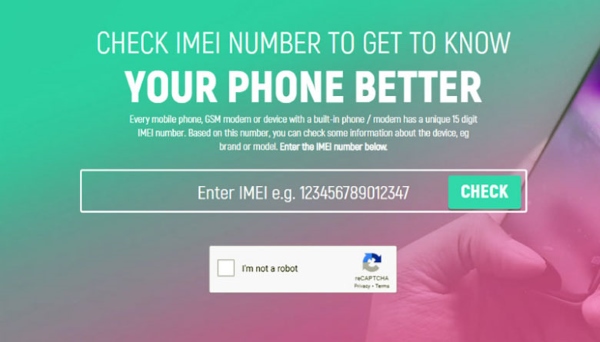 Nhập số IMEI vào ô trống được đánh dấu "CHECK"