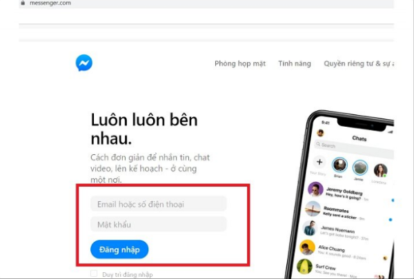 Đăng nhập Messenger trên mọi thiết bị thông qua trình duyệt web.