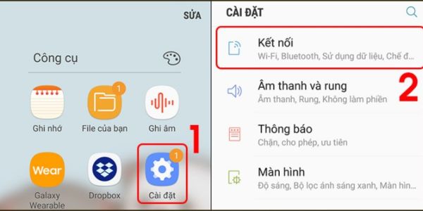 Truy cập Cài đặt, chọn Kết nối