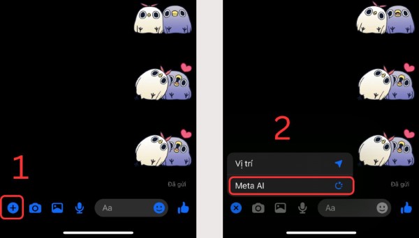 Nhấn vào biểu tượng dấu cộng (+), sau đó chọn Meta AI