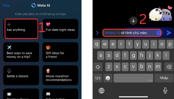 Chọn "Ask anything" và nhập mô tả bạn muốn trong ô nhập tin nhắn
