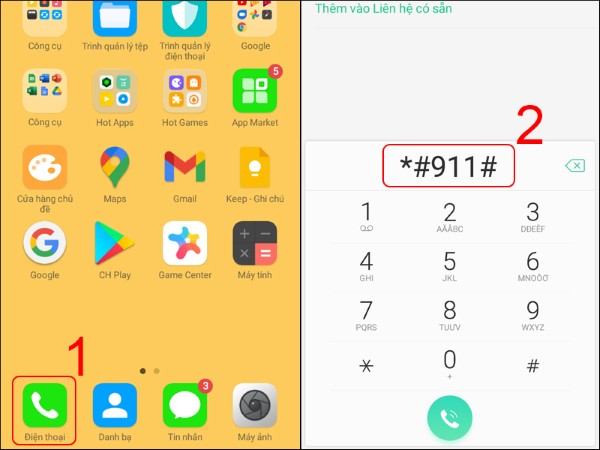 Nhập mã *#911# rồi nhấn Gọi