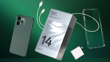 OPPO Reno14 F với mặt lưng giả kính cho hiệu ứng ánh sáng đẹp mắt