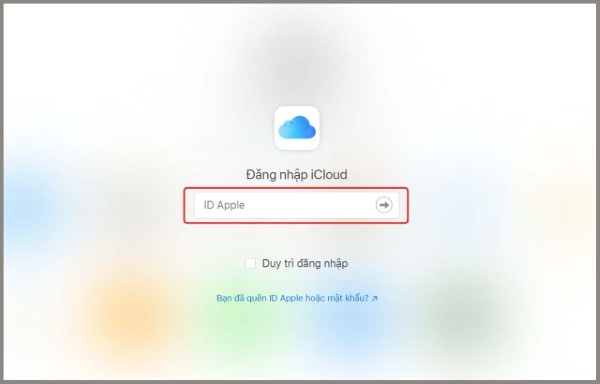 Đăng nhập iCloud.com bằng ID Apple