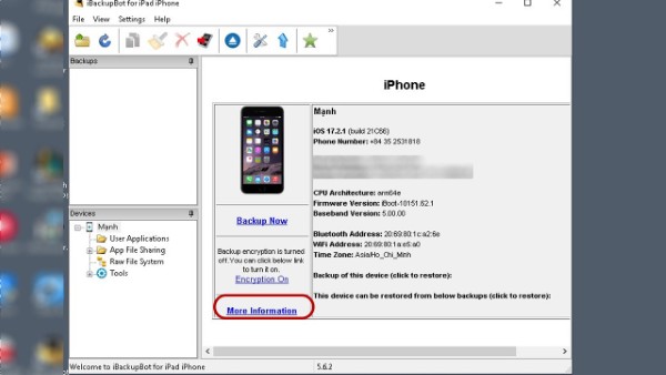Chọn More Information