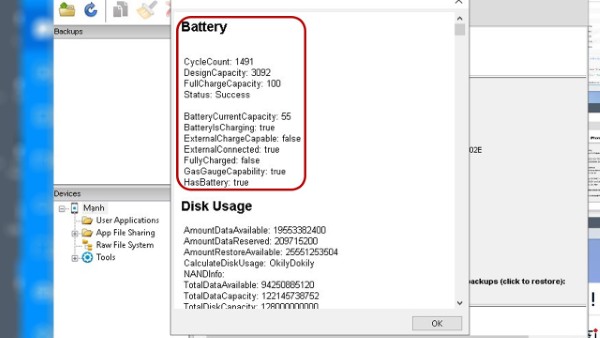 Kiểm tra các thông số liên quan tới pin