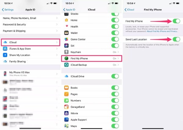 Chọn thiết bị và kiểm tra vị trí máy hiển thị lần cuối cùng