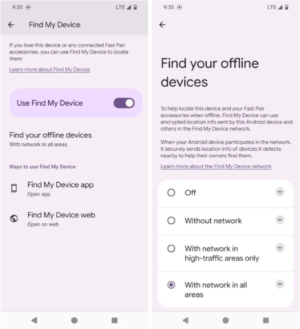 Mở Google Find My Device